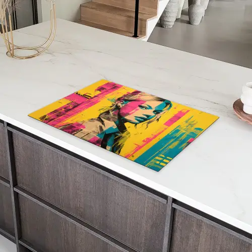 Vrouw - Verfstrepen - Gekleurd Inductie beschermer vinyl 3mm klein -sfeer8