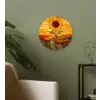 Zonnebloem - Mozaïek - Zonsondergang - Geel Wandcirkel kunststof plaat 5mm dik klein -sfeer3
