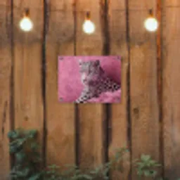 Panter - Luxe - Roze tuinposter los doek klein -sfeer1