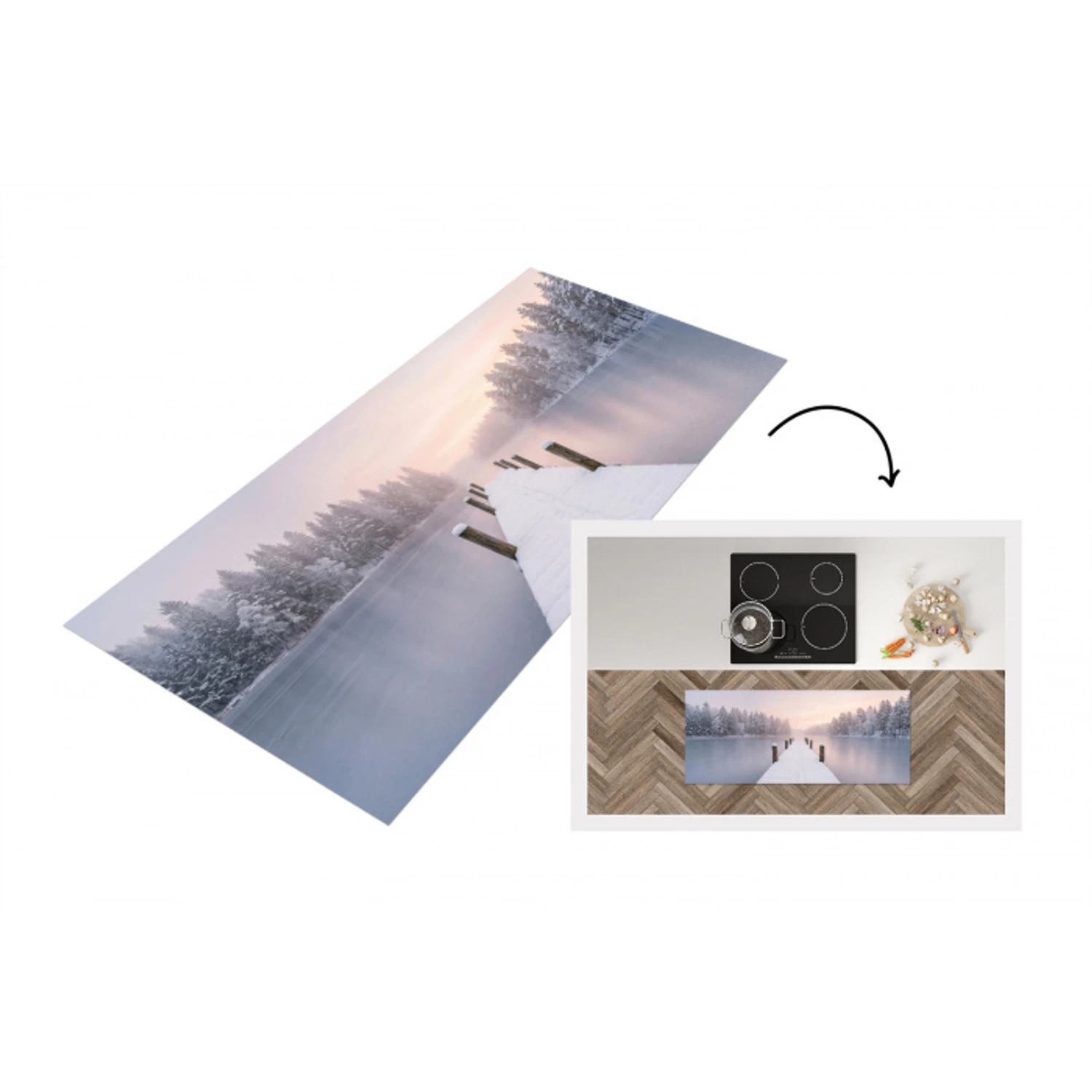 Steiger - Meer - Mist - Winter - Serene Keukenloper - keukenmat middel -3d