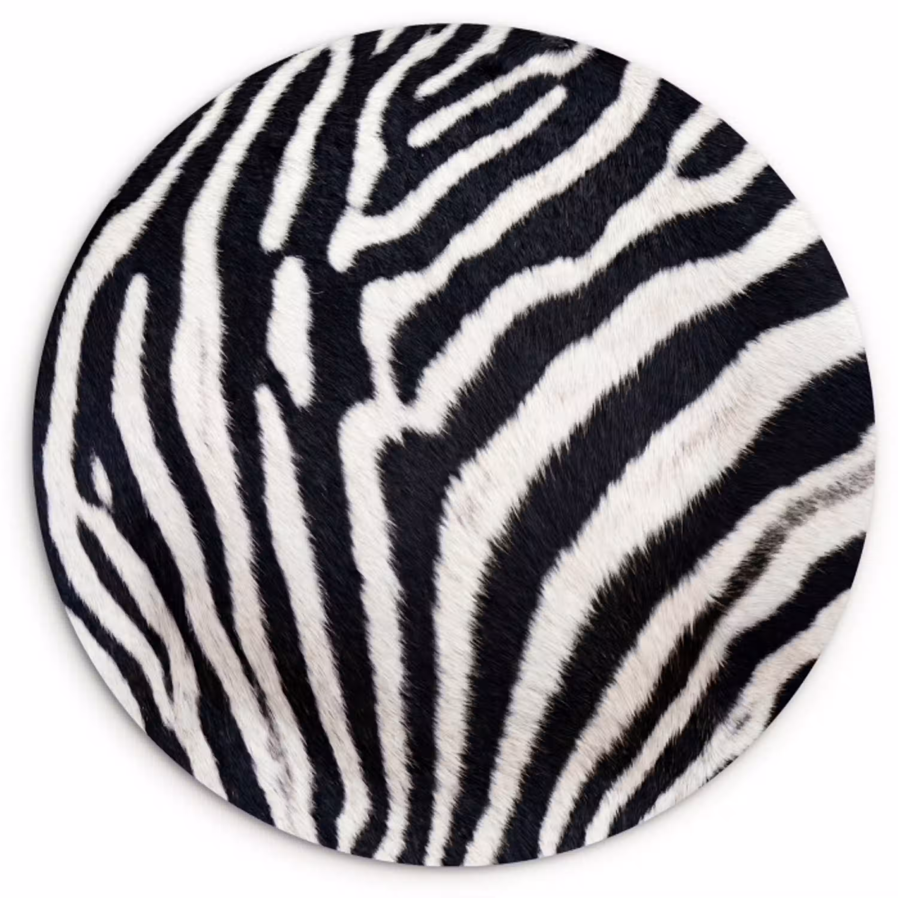 Zebra - Vacht - Klassiek - Zwart - Wit Wandcirkel kunststof plaat 5mm dik klein -3d