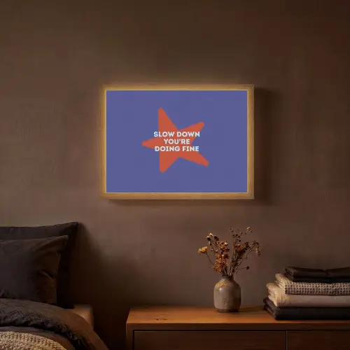 Slow down you're doing fine - Ster - Blauw Light Box met batterij (Wandlamp) middel -sfeer4