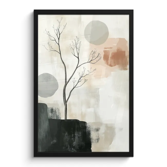 Poster met lijst - Wabi sabi - Beige - Plant