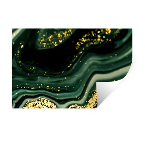 Marmer - Goud - Glitter - Groen - Marmerlook - Luxe Muursticker klein -3d