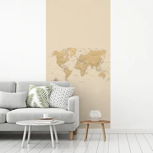 Wereldkaart - Realistisch - Beige fotobehang vinyl groot -woonkamer