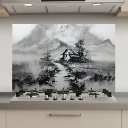 Hut - Grijs - Bergen - Mistig keuken achterwand spatscherm klein -3d_website
