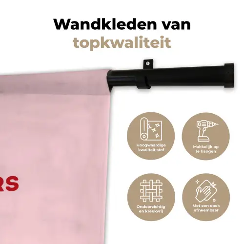 No rain no flowers - Minimalistisch - Roze - Bloem Wandkleed katoen klein -sfeer2