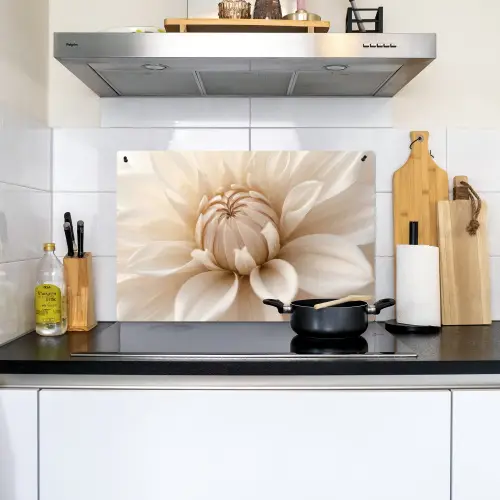 Bloem - Dahlia - Wit Inductie beschemer met haakjes klein -sfeer2