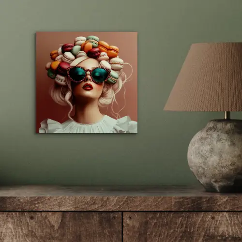 Vrouw - Macarons - Bril aluminium wit klein -sfeer2