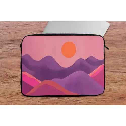 Zon - Heuvels - Paars - Abstract laptophoes neopreen klein -tafel