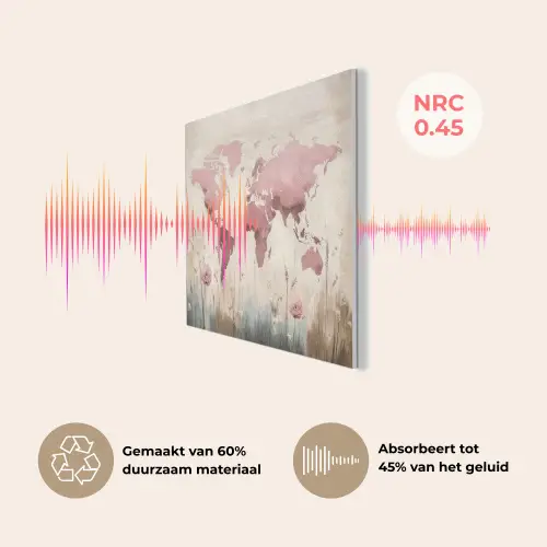 Wereldkaart - Roze - Bloemen PET vilt klein -USP_NL