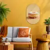 Donut - Romig - Poedersuiker - Beige Wandcirkel Ovaal Forex klein -sfeer4