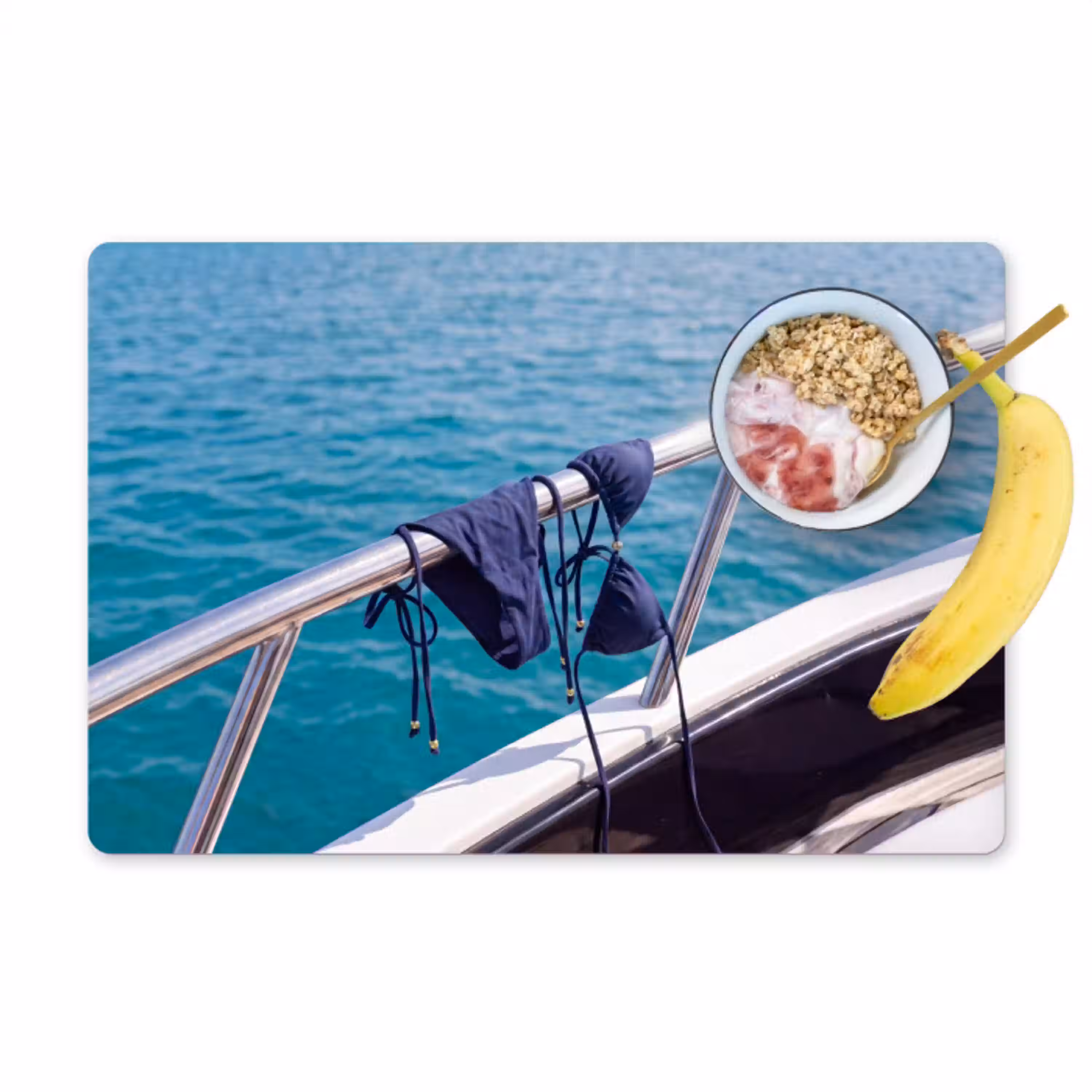 Bikini - Reling - Zee - Zomer - Blauw Placemat vinyl groot -zzzproduct_Kitchenyeah-website