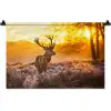 Hert - Dieren - Zonsondergang - Winter - Heide - Natuur Wandkleed katoen klein -zz3d