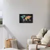 Wereldkaart - Krijtstrepen - Regenboog Tuinposter op houten frame 2 cm dik klein -sfeer1