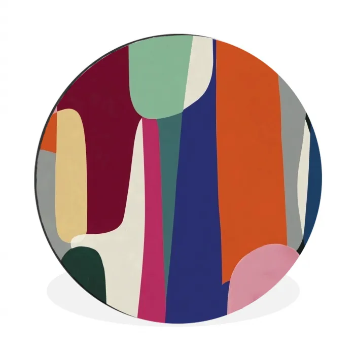 Vormen - Ritmisch - Kleuren - Abstract Wandcirkel aluminium klein -3d