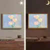 Tulpen - Roze accenten - Blauw Light Box met batterij (Wandlamp) middel -sfeer3