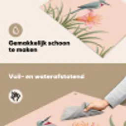 Vogel - Bloem - Natuur - Roze Inductie beschemer met haakjes klein -ky-schoon-nl