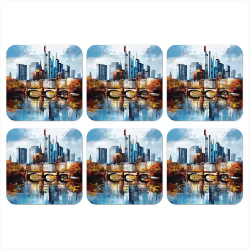Bomen Frankfurt- Stad - Skyline - Brug onderzetter kurk middel -3d