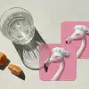 Flamingo - Roze - Koksmuts - Vogel onderzetter kurk middel -sfeer4
