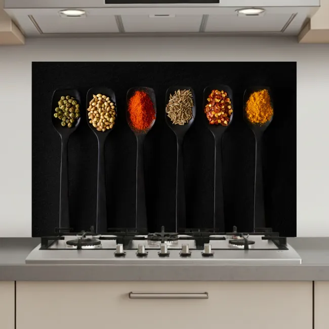 Lepels - Specerijen - Zwart - Kruiden - Rustiek keuken achterwand spatscherm klein -3d_website