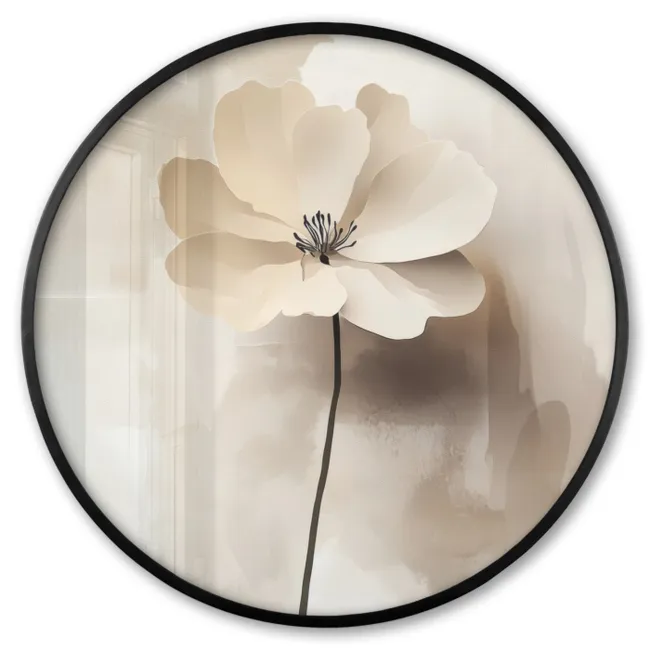 Ronde fotolijst - Bloem - Beige - Verf - Schaduw