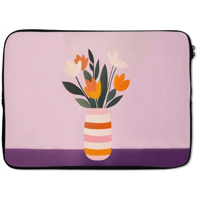 Tulpen - Vaas - Strepen - Paars laptophoes neopreen klein -zkaufland3dotto