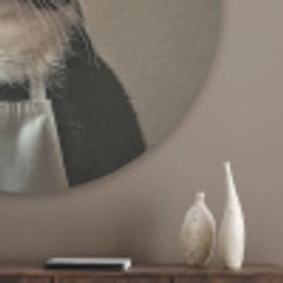 Kat - Kokskleding - Zwart - Wit Akoestische PET Vilt - Rond klein -sfeer5_closeup