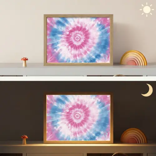 Tie-dye - Roze - Patroon Light Box met batterij (Wandlamp kind) middel -sfeer3_kind