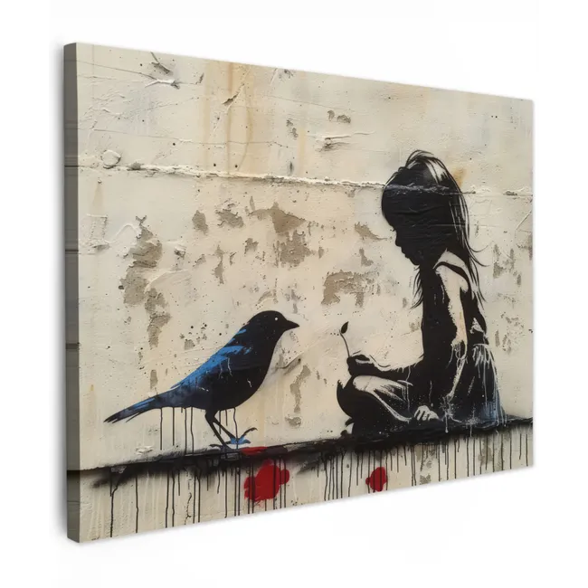 Canvas Print - Street art - Girl - Bird - Graffiti - Banksy