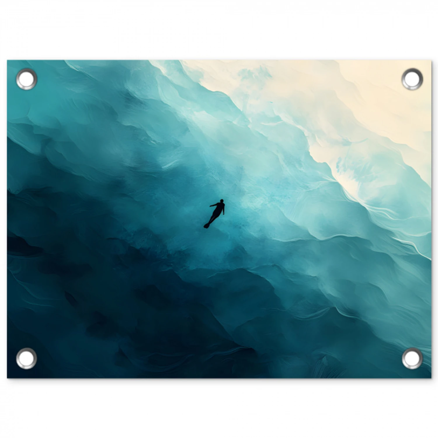 Zee - Silhouet - Abstract - Blauw tuinposter los doek klein -3d