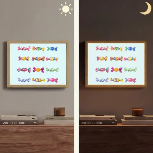 Snoepjes - Realistisch - Kleurrijk Light Box met batterij (Wandlamp) middel -sfeer3
