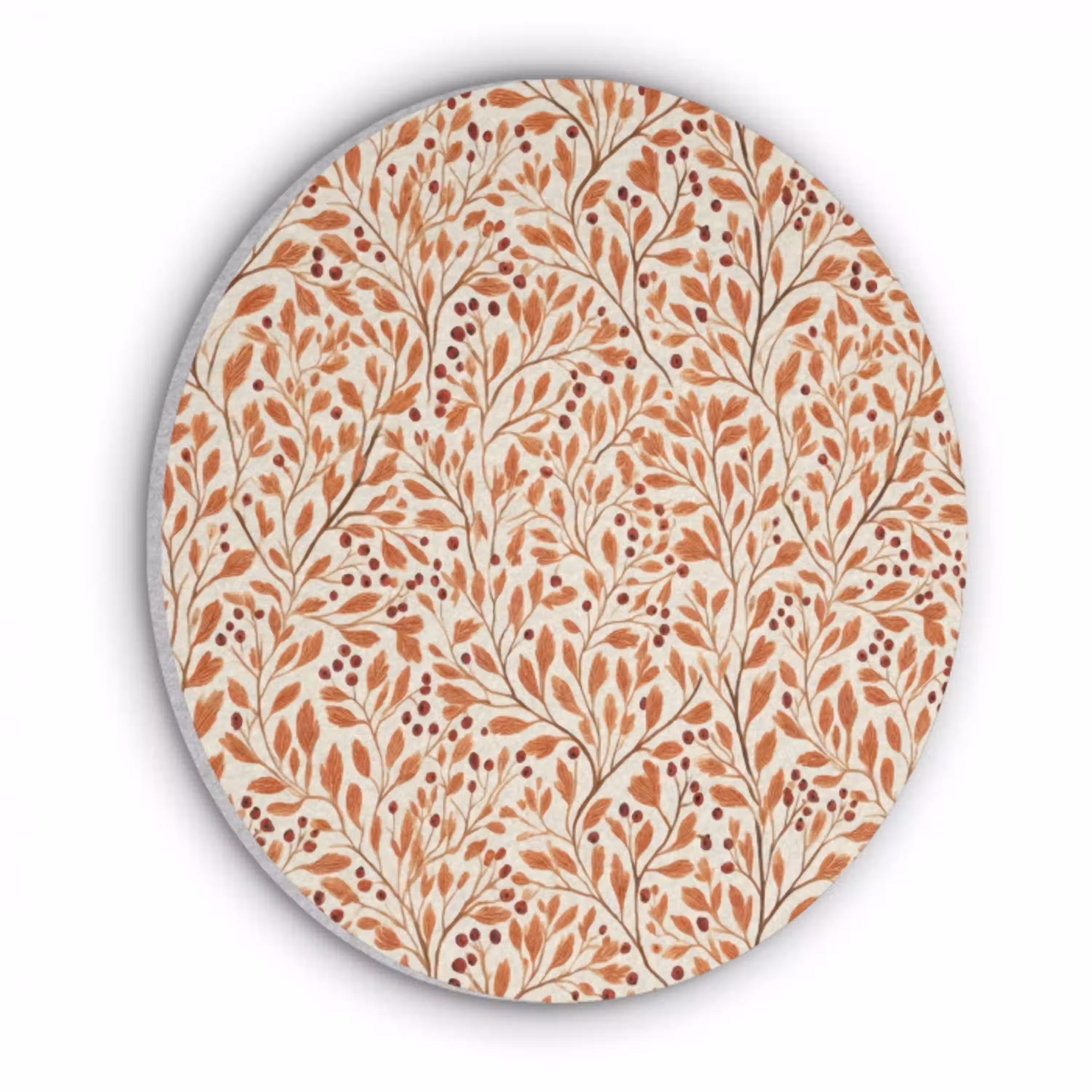 Bladeren - Botanisch  - Terracotta Akoestische PET Vilt - Rond klein 838 -3d