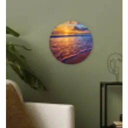 Zee - Strand - Zonsondergang - Wolken - Horizon Wandcirkel kunststof plaat 5mm dik klein -sfeer3
