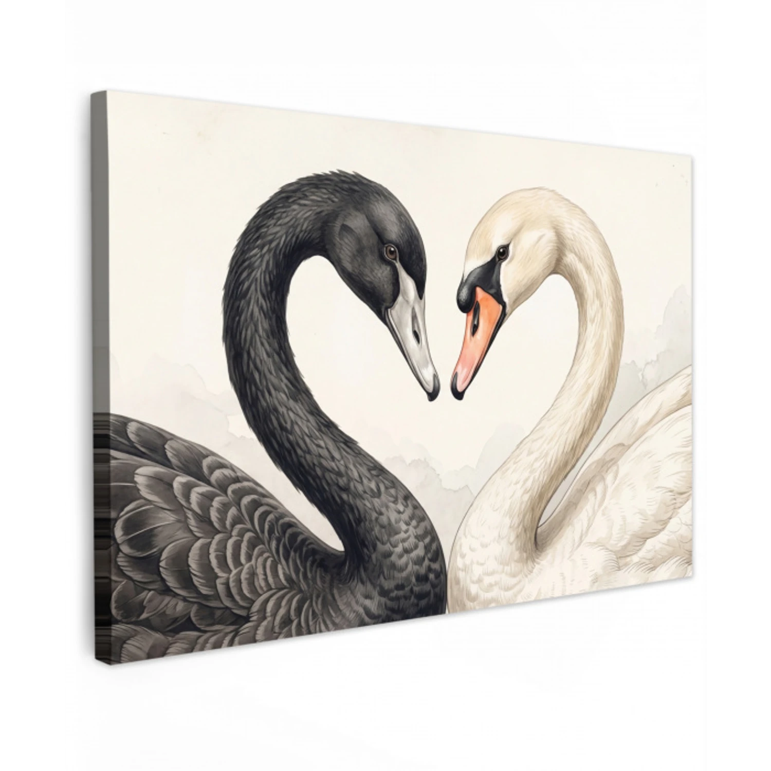 Zwanen - Hartvorm - Dieren canvas 2cm klein -z3d