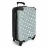 Grijsgroene achtergrond met witte hartjes NBS - Handbagage koffer - Volwassenen Unisex middel -productfoto_3d