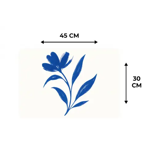 Bloem - Blaadjes - Minimalistisch - Blauw Placemat vinyl groot -specs