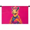 Kameel - Bloemen - Kimono - Waaiers Wandkleed katoen klein -zz3d