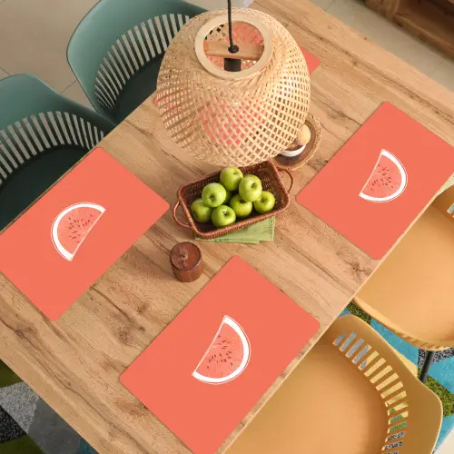 Watermeloen - Lijnen - Koraalrood Placemat vinyl groot -zzsfeer5_Kitchenyeah-website