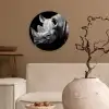 Dieren - Neushoorn - Zwart - Wit - Portret Wandcirkel kunststof plaat 5mm dik klein -sfeer1