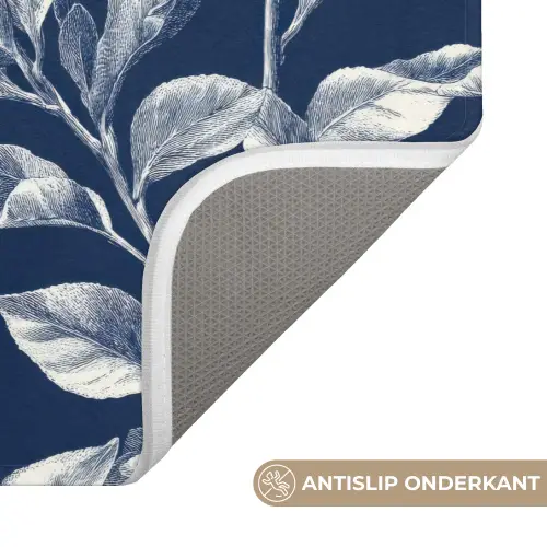 Botanisch - Patroon - Blauw WCmat klein 1009 -USP_AntislipNL