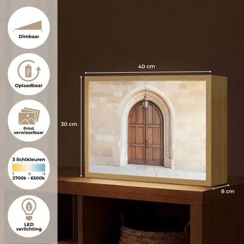 Houten - Deur - Lantaarn Light Box met batterij (Wandlamp) middel -USP_websiteoverzichtNL