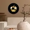Appel - Goud - Chrome - Zwart Wandcirkel kunststof plaat 5mm dik klein -sfeer1