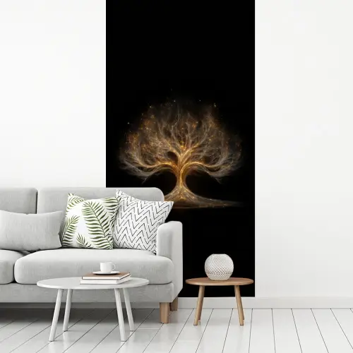 Lichtjes - Boom - Abstract - Zwart fotobehang vinyl groot -woonkamer