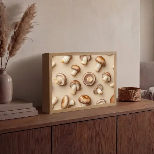 Kastanje Champignons - Beige Light Box met batterij (Wandlamp) middel -sfeer2