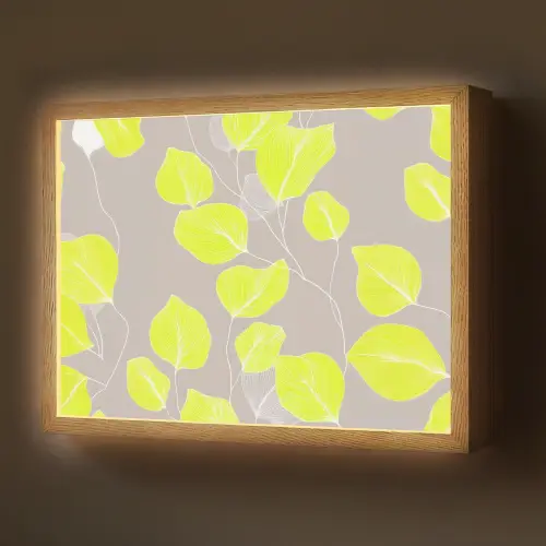 Bladeren - Neon - Geel - Lijnen Light Box met batterij (Wandlamp) middel -z3d_website