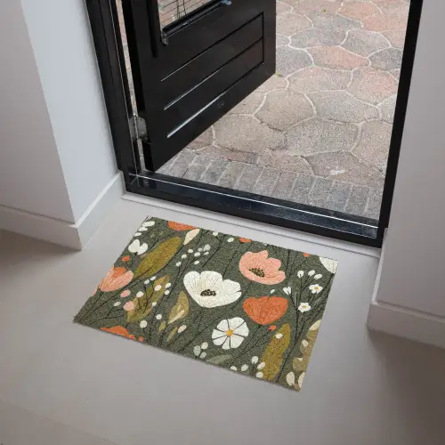 Bloemen - Illustratie - Groen Deurmat klein -sfeer5