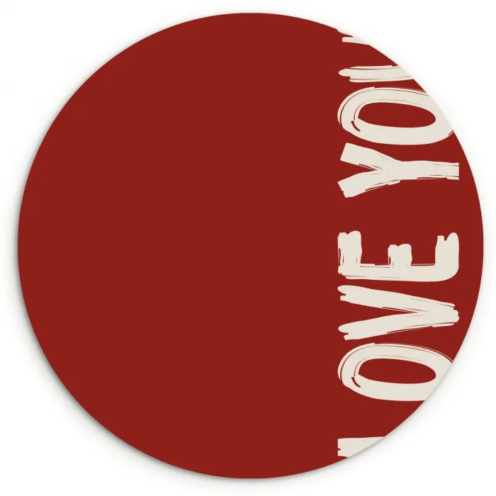 Schuin - Loveyou - Rood Wandcirkel plexiglas klein -3d