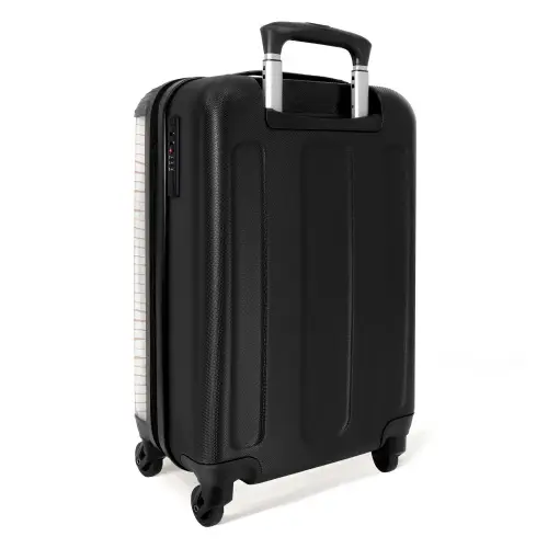 Onregelmatige terracottalijnen op lichtbeige ondergrond NBS - Handbagage koffer - Volwassenen Unisex middel -achterkant