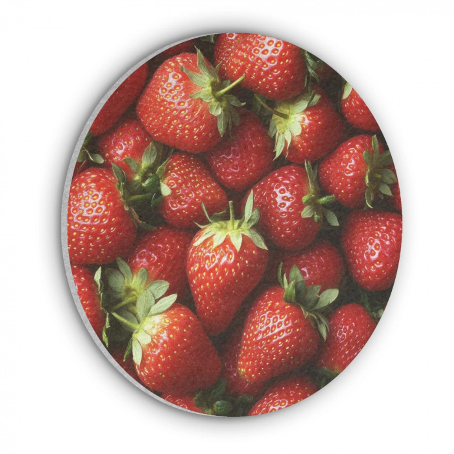 Aardbei - Fruit - Rood Akoestische PET Vilt - Rond klein -3d